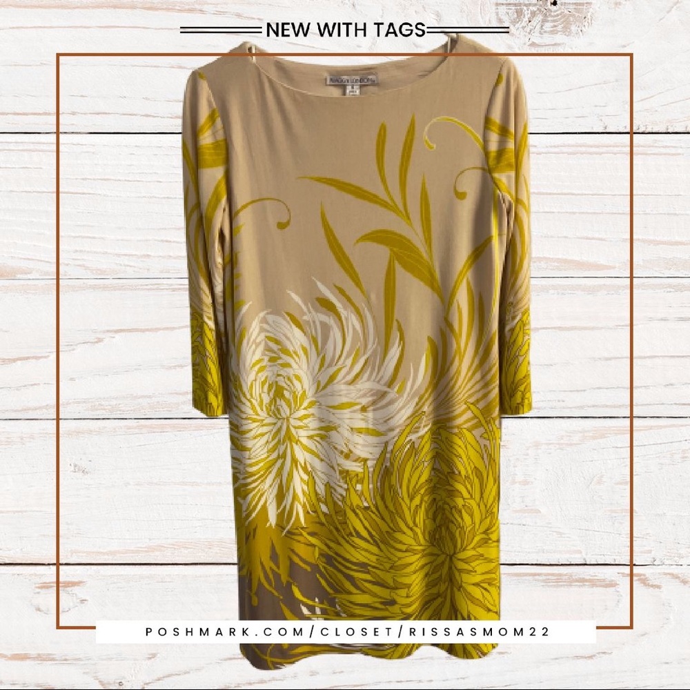 MAGGY LONDON Yellow/Gold Floral Dress Size 6 NWT